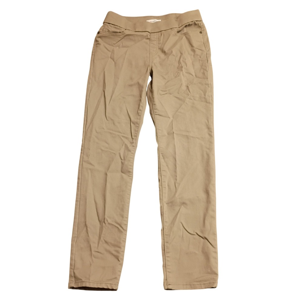 Liz Claiborne Amber Pants Womens 8 Khaki Tan Straight Leg Pull On Stretch Work